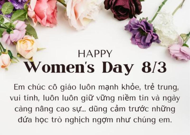 Hình ảnh minh họa cho lời chúc 8 3 cho mẹ ngắn gọn thể hiện tình yêu thương, với hình ảnh bông hoa và trái tim nhỏ.